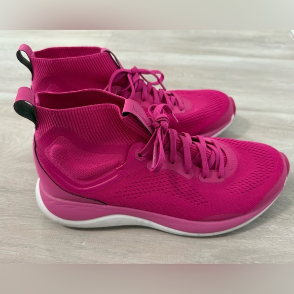Lululemon Pink High Top Sock‎ Fit Running Shoes Sneakers Women's Size 8.5 - Picture 6 of 7